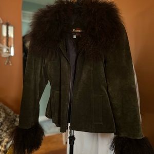 Vtng Ferrara afghan in dark green